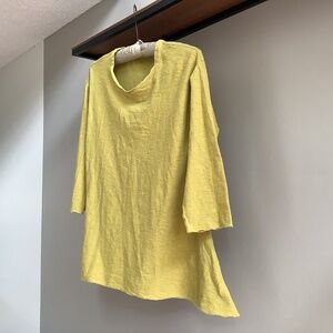 Cut Loose Women’s Tunic Chartreuse Mustard 3/4-Length Sleeves Size Large
